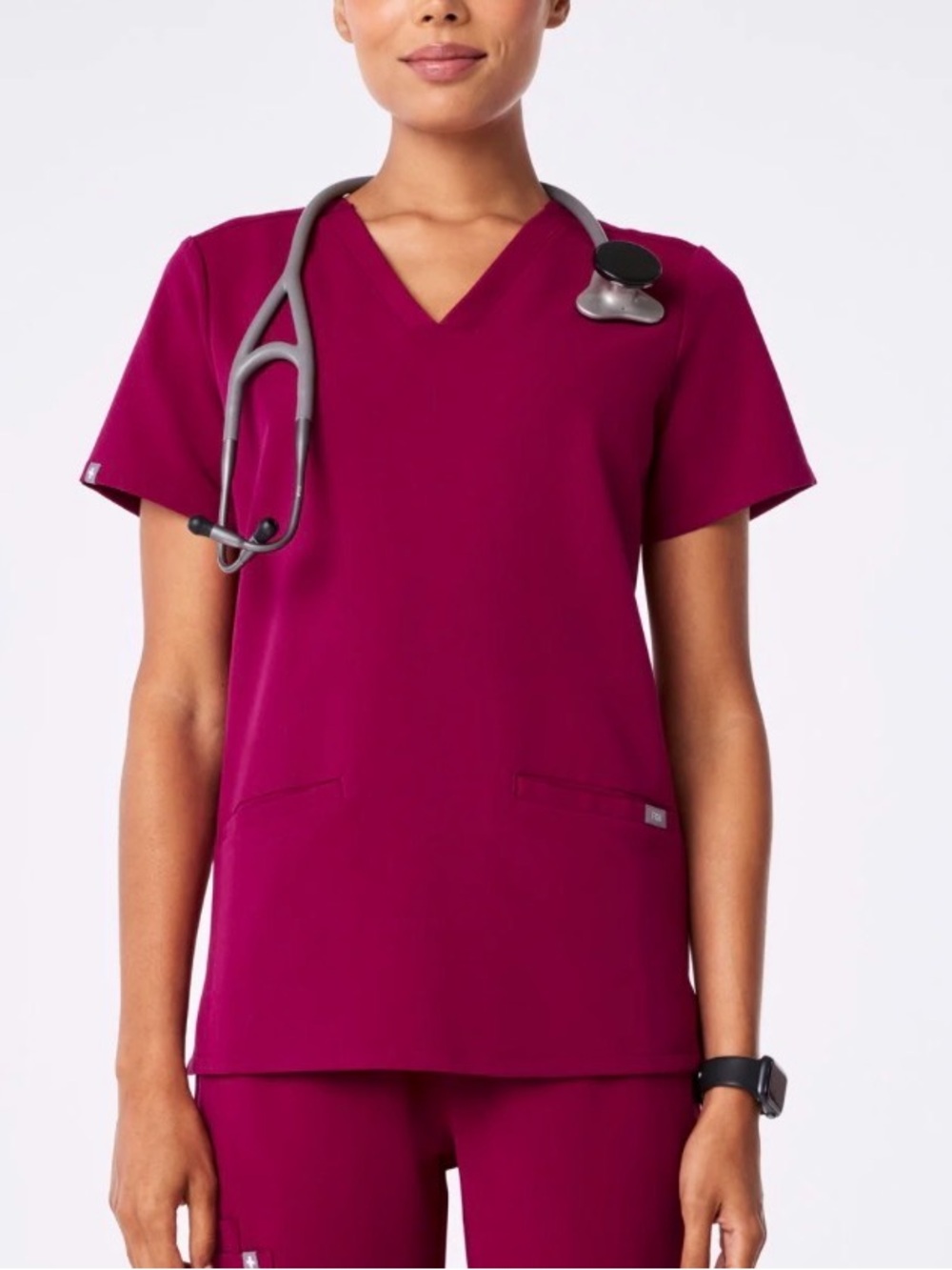 FIGS Casma 3-Pocket Scrub Top - Technical Collection Limited Edition Dark Magent